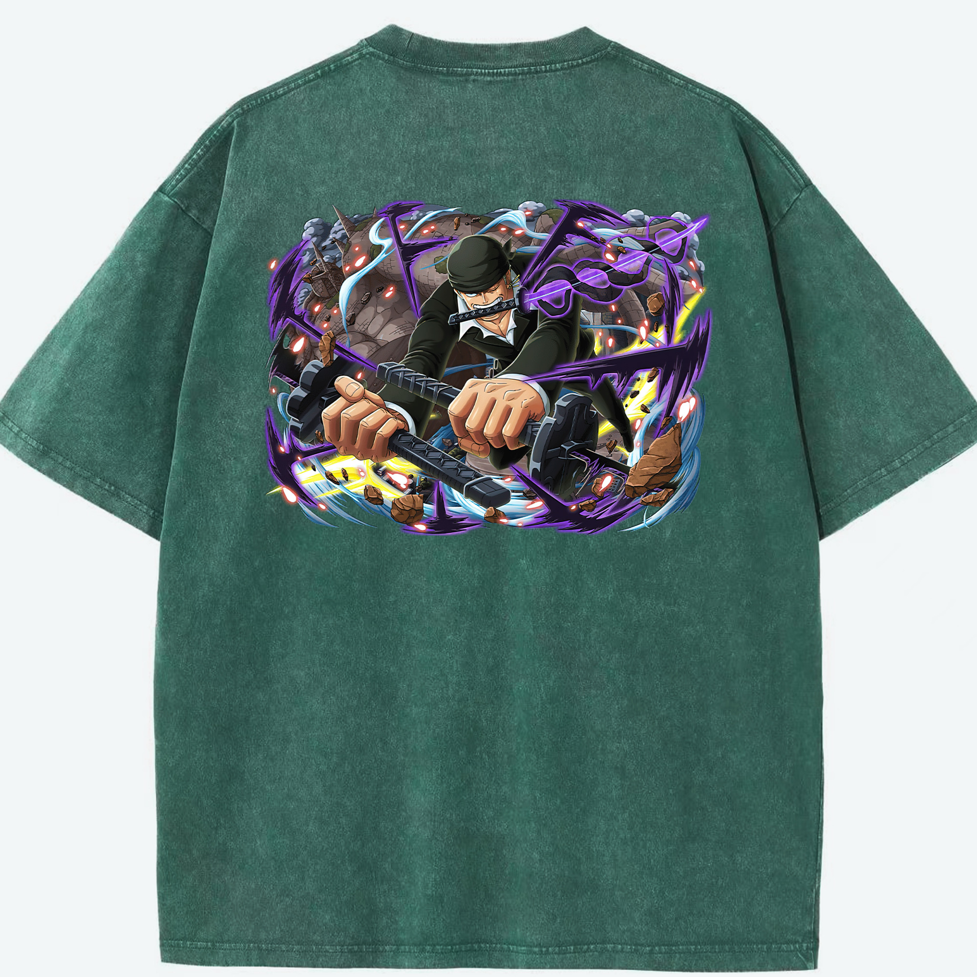 ワンピース ロロノア・ゾロ ONE PIECE Roronoa Zoro 綿100% ヴィンテージ風 半袖Tシャツ（背面プリント）
